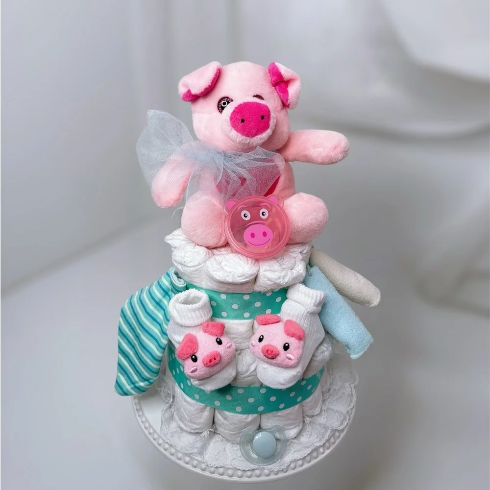 Pink Piglet Diaper Cake